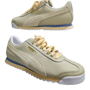Puma Cream and Blue Sneakers Retro Style